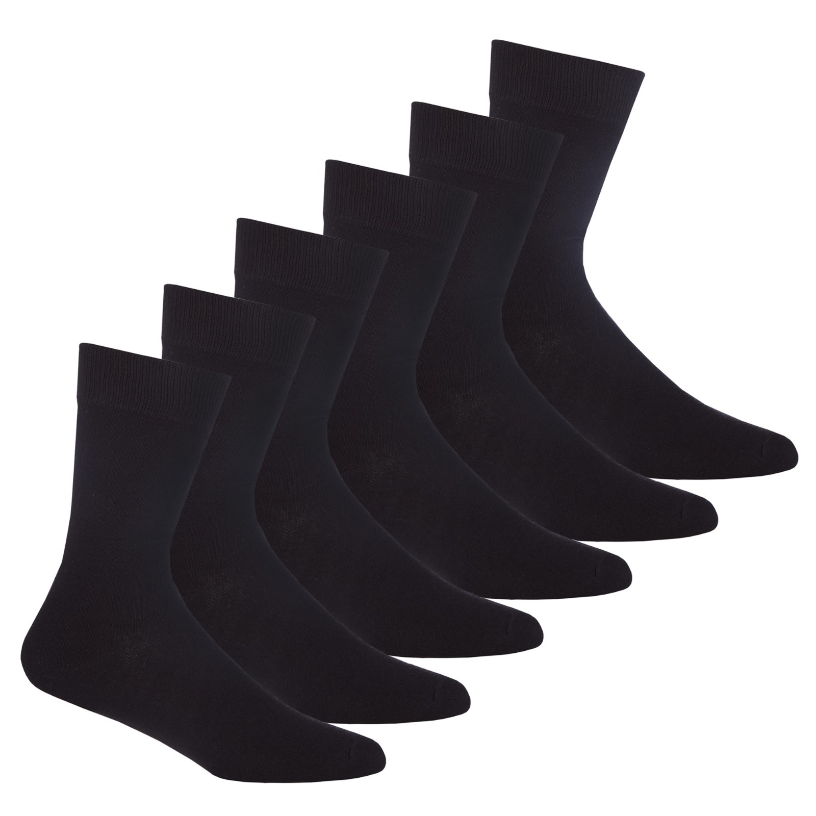 Lotus Women's Black Crew Socks 6 Pairs Cotton Rich Soft Breathable