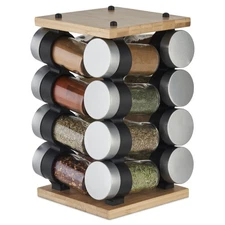 New Best Cole & Mason Blyth Spice Rack Carousel 16 Jar, Bamboo Free Shipping