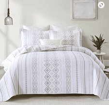 SahSahCasa Boho King Size Quilt, 100 Cotton King Comforter Set for Bed