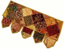 38" EXQUISITE SARI WINDOW DOOR TOPPER CURTAIN DRAPE VALANCE BEADS TORAN TAPESTRY