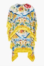 Dolce & Gabbana Yellow Fringed Silk-Blend Mini Dress UK 8 NWT RRP £2400