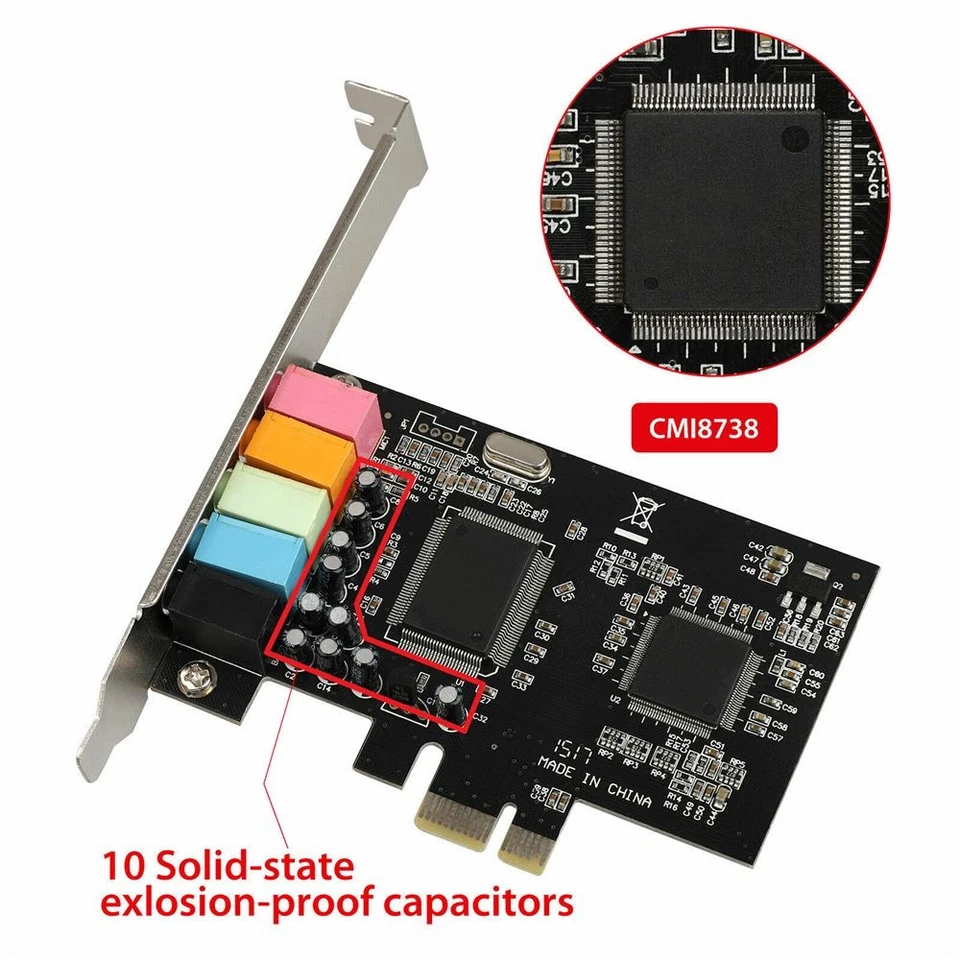 5.1 Ch PC PCI Express CMI8738 6 Channel PCIE Audio Digital Adapter Sound Card - Image 4 of 4