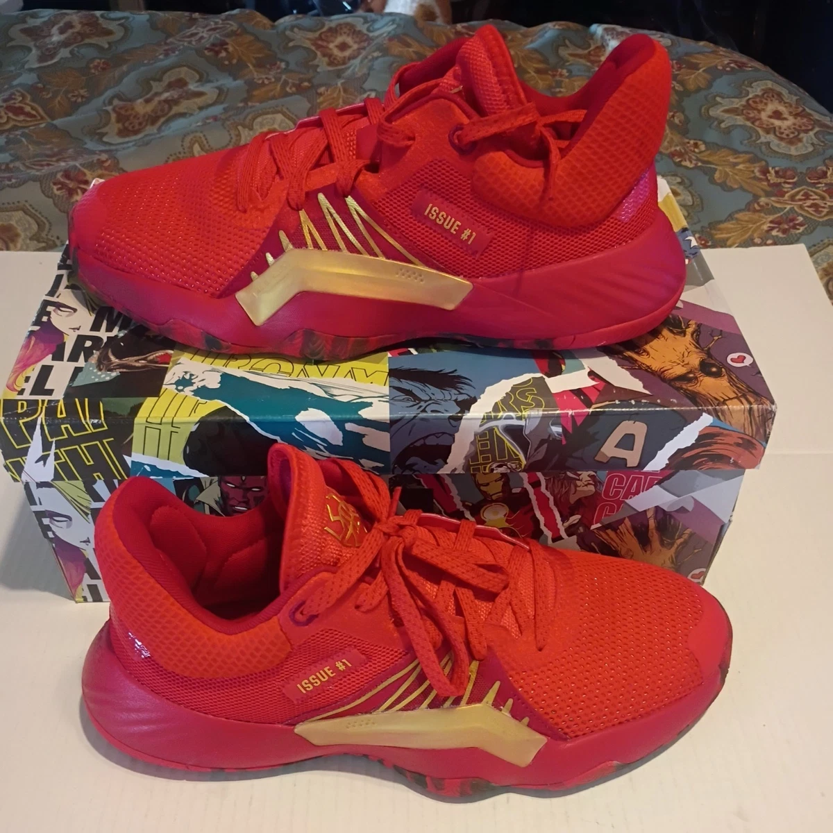 Adidas DON Issue 1 Iron Spider Red Black Gold Basketball Shoes EF9966 Mens 8 Adidas D.O.N. Issue #1 Iron Spider - YouTube main image 2