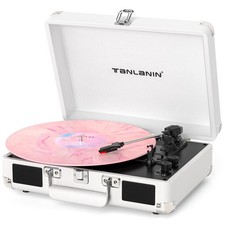 Vinyl Record Player with Built-in Speakers, 3-Speed Bluetooth Turntable Ivory