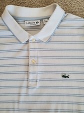 Lacoste Men's XXL Light Blue Striped Polo Shirt 100 Cotton Size 2XL 