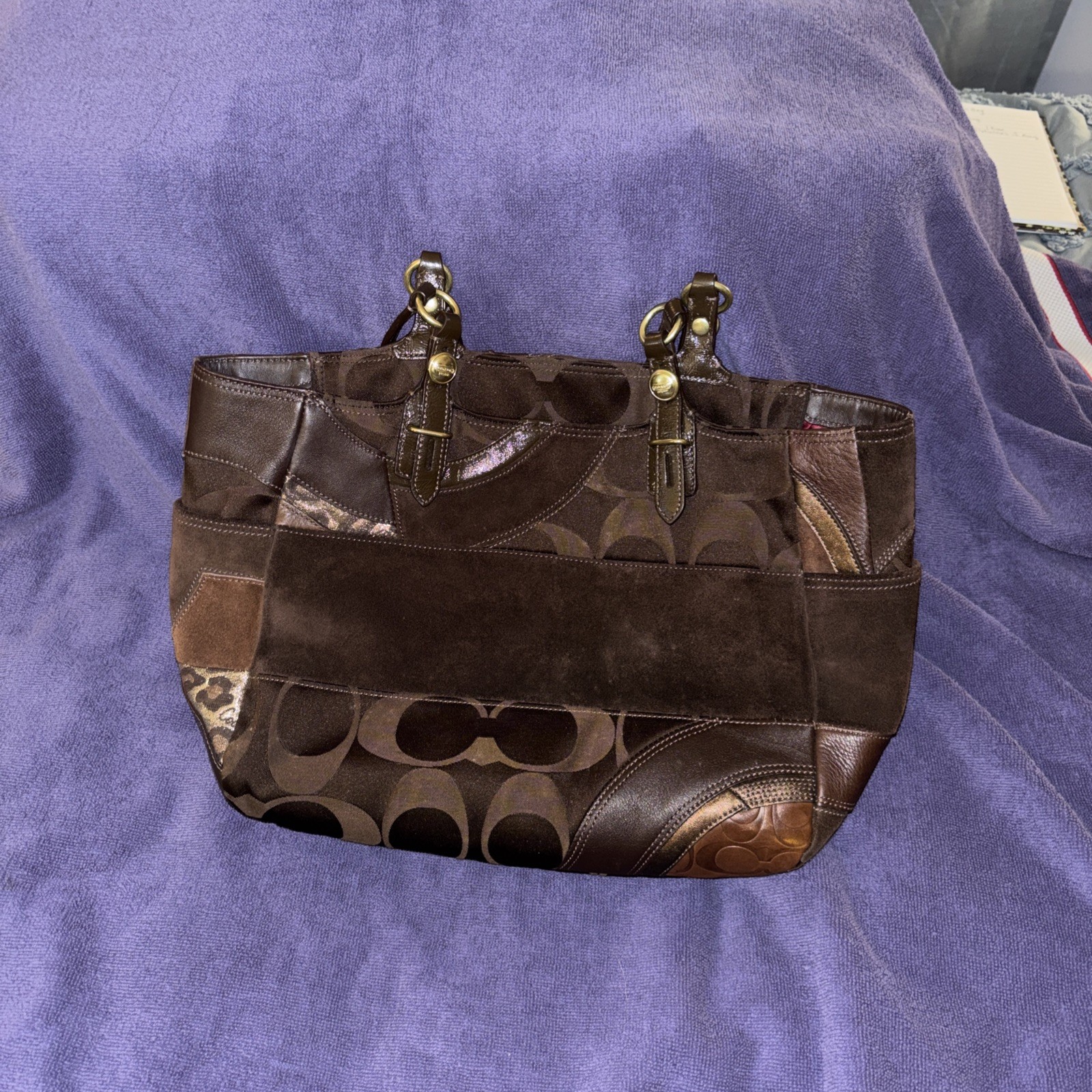 Coach Women's Leather Ocelot Patchwork Chocolate … - image 17