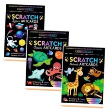 3 Set Scratch Paper Art for Kids, Magic Drawing Book for Children, Rainbow