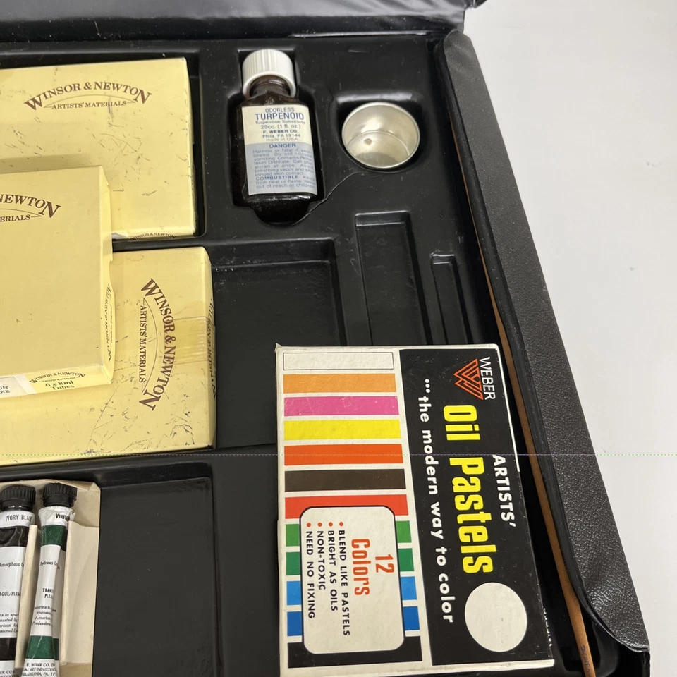 Vintage Weber Winsor & Newton Artist Painting Set Watercolor Oil Pastel Kit - Image 4 of 4