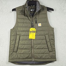 CARHARTT PUFFY VEST Mens Small Green Rain Defender Lightweight Outdoor NWT