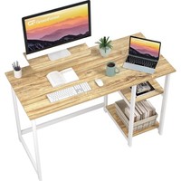 Schreibtisch 120Cm Home Office BüRotisch Mit Stauraum MonitorstäNder Beige