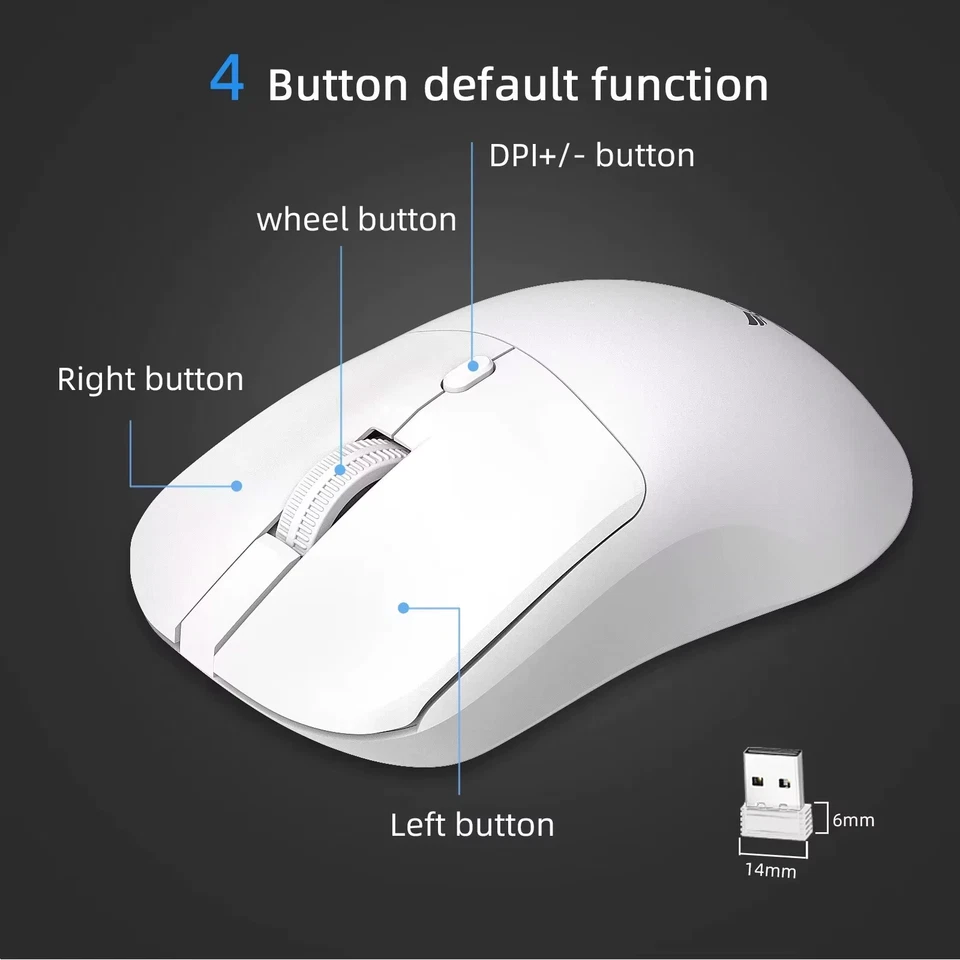 2.4G Wireless Mouse Ergonomic Adjustable 800-1200-1600 DPI Lightweight Rechargea - Image 4 of 4