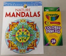 Creative Haven, Nature Mandalas & Crayola Colored Pencils (2 PCS)