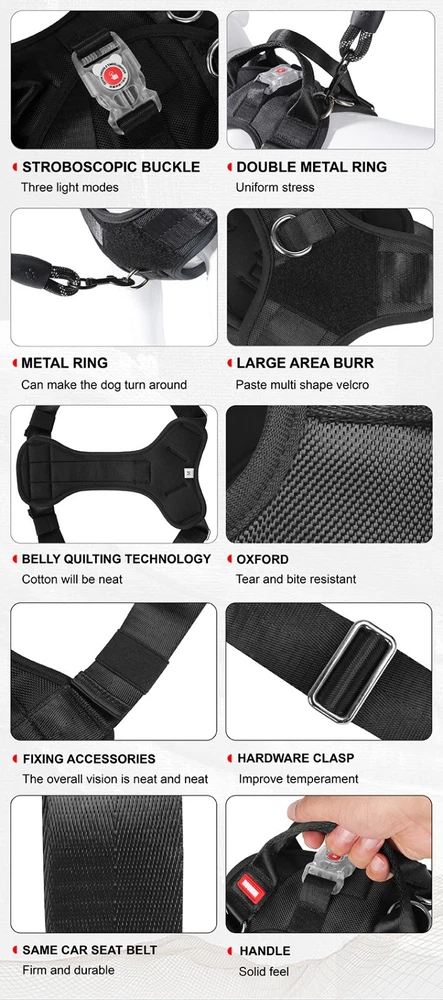 Dog Harness with No-Chock Control and Illuminated Safety Features S, M, L, XL