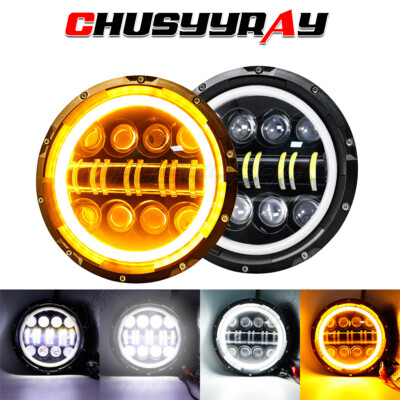DOT Pair 7'' inch Round LED Headlights Hi/Lo H4 For Dodge Dart 1964-1976 D100