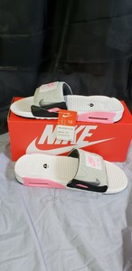 Nike Sportswear Air Max 90 Slide White Grey Rose Pink BQ4635-100 Men's |  eBay