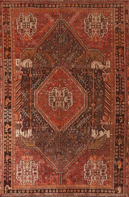 Vegetable Dye Antique Rug Abadeh Wool Rug Hand-knotted 5x8 ft. Tribal Carpet