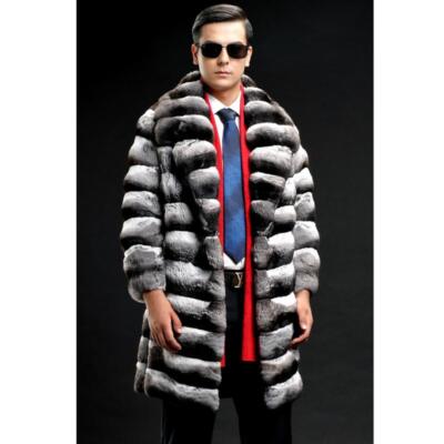 Men's Winter Warm Zebra Faux Fur Coats Single Breasted Mid Length Casual  Plus Sz