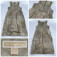 Michael Kors Mini Pencil Dress Women Size 8 Tan Marble Cotton Spandex YGI J4-56