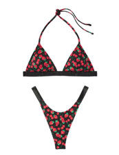 VICTORIA'S SECRET SHINE STRAP TRIANGLE BIKINI SWIM TOP BOTTOM BLING SWIMSUIT SET