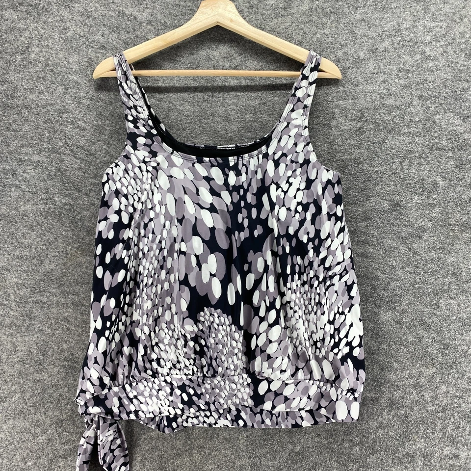 Traje de baño para todos Tankini Top Mujer M Mediano Negro Geométrico Push Up Sin mangas Foto 2 de 4