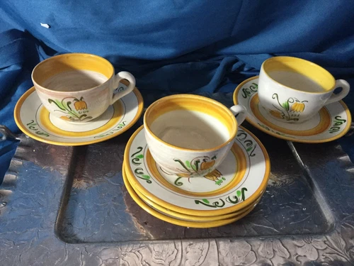 lot of 8 Stangl Pottery tulip Terra Rose earthenware 3 cups saucers bread butter