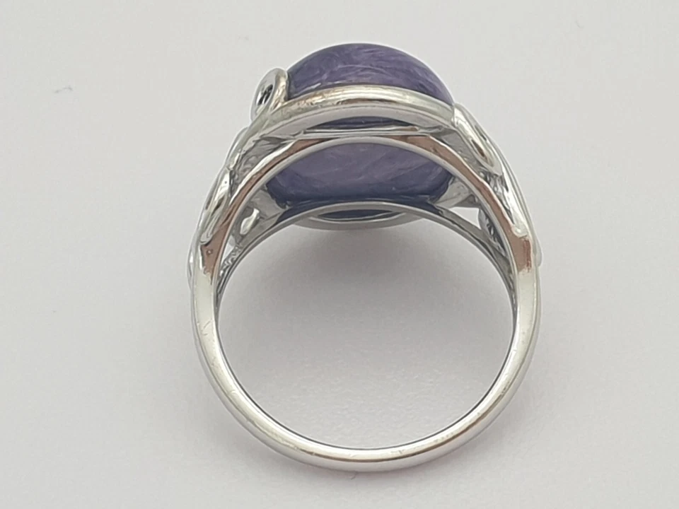 Anello In Charoite In Argento 925 / 5,9g / RG57 - Immagine 2 di 3