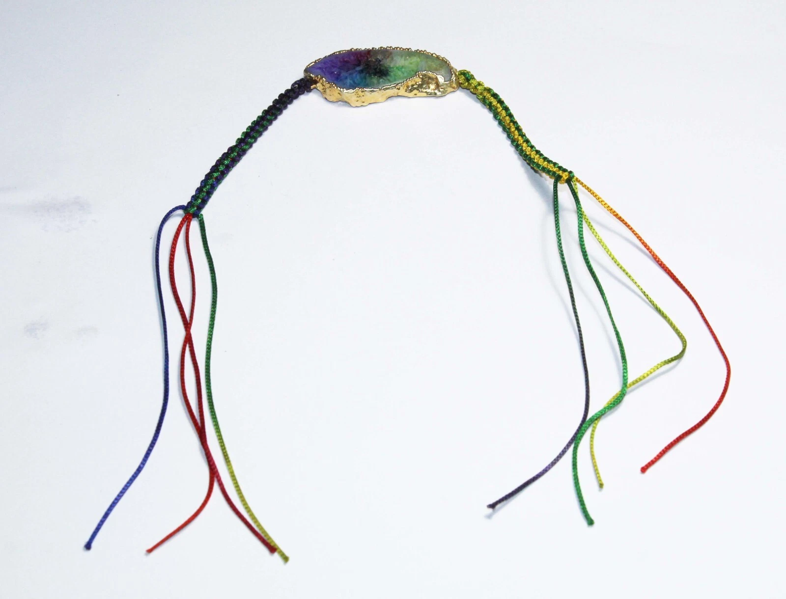 VALENTINO Braccialetto fatto a mano pietra preziosa quarzo solare arcobaleno misura 8 pollici