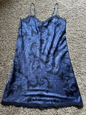 Ralph Lauren Mini Slip Dress Blue Paisley Print Size Medium Adjustable Straps