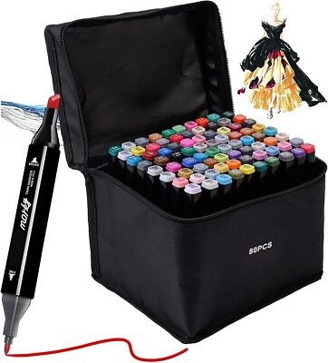 80 Colors Art Drawing Markers Set for Kids Adults Dual Tip Alcohol Markers Gifts