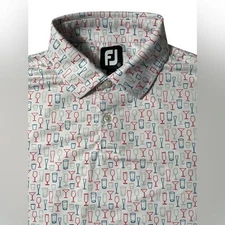Footjoy TPC Treviso Bay Golf Polo Mens Small Glass Isle Print Polo Performance