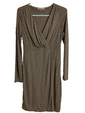 Athleta Long Sleeve Wrap It Up Dress V-Neck Gray Knee Length Medium #721783 EUC