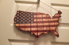 Patriotic Red, White  Blue 4th of July Plaque Wall/Door Sign Home D cor