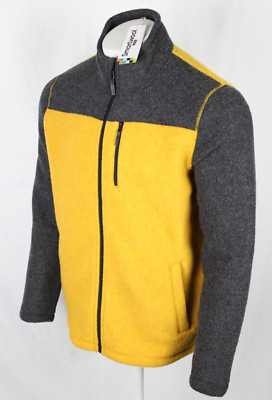 Smartwool Men's Hudson Trail Full Zip Jacket Wool Blend Charcoal Honey Gold