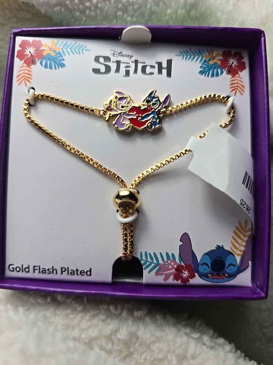 Disney Stitch & Angel Heart Gold Flash Plated Bracelet Slider | eBay
