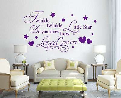 Handschnitzerei TWINKLE LITTLE STAR LOVE Worte Zitat Wandkunst Aufkleber UK RUI150