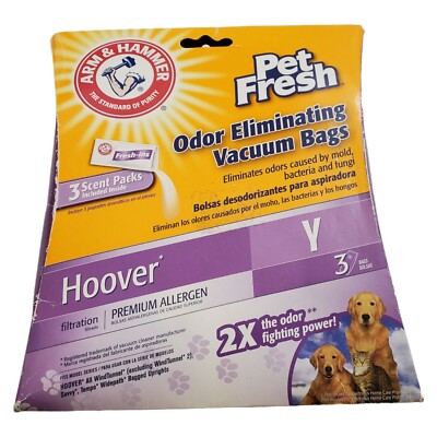Hoover Vacuum Cleaner Bags Type Y Arm Hammer Odor Eliminating Pet Filtration