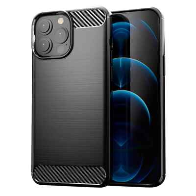 Handy Hülle für Apple iPhone 13 Pro Max Cover Dünn Schutzhülle Carbon Alu Design