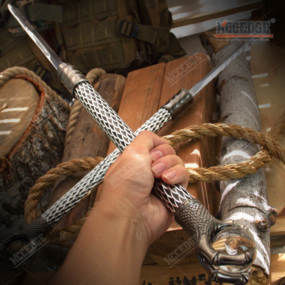 29.75" Double Blade Steel Fantasy Dragon Dagger with Crystal Ball Claw