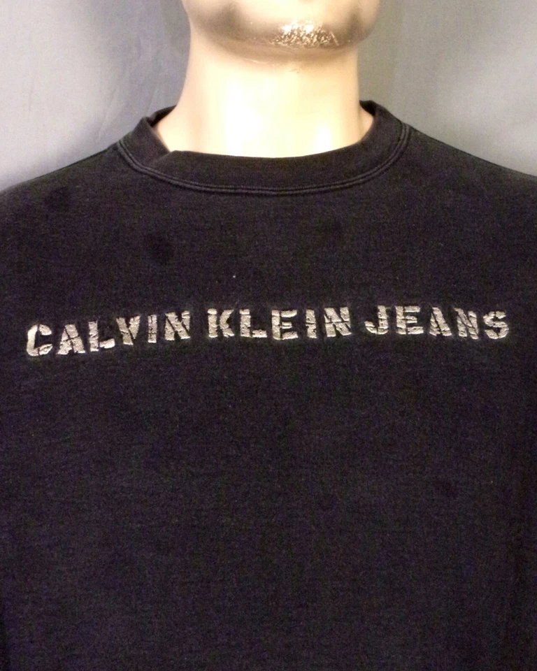 Sudadera vintage años 90 RARA Calvin Klein etiqueta CK deletreada logotipo bordado talla L Foto 2 de 4