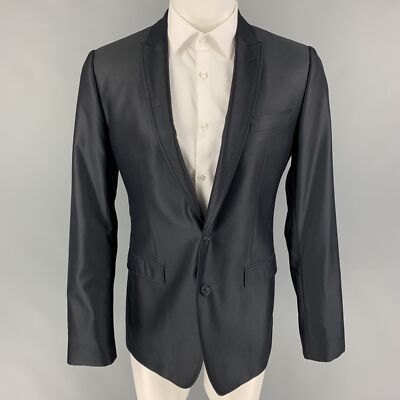§s§ DOLCE & GABBANA Size 38 Black Wool Blend Peak Lapel Sport Coat | eBay
