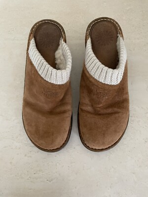 UGG Chestnut Leather Shearling-Lined Clog Mules UGG Ansley Mule Women main image 3
