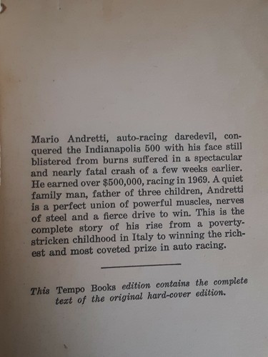 Andretti by Bill Libby 1971 Tempo Books PB Ex Lib 3rd Copyright Pre-Owned - Picture 5 of 6
