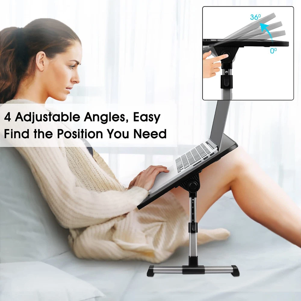 Laptop Stand for Bed, Adjustable Height and Angle, Laptop Lap Desk with Table...