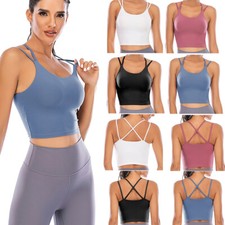 Womens Sports Bras Bralette Yoga Bra Crop Top Camisole Cross Back Workout Vest