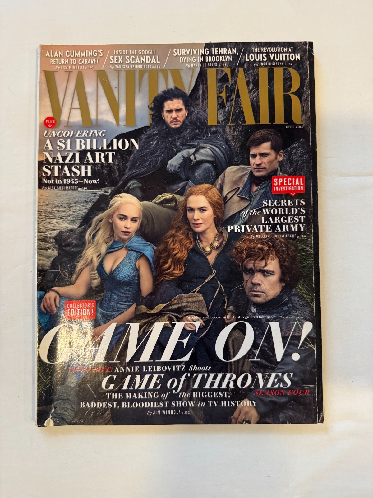 Vanity Fair April 2014 - Game of Thrones Cast Cover - Rare Collector's Issue