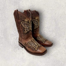 Embroidered Leather Western Boots Size 1 Girl...
