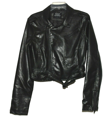 Ashley by 26 International Black Reptile Faux Leather Womens Moto