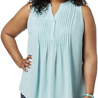 Charter Club Top Sleeveless NWT Sz 0X Tulum Blue