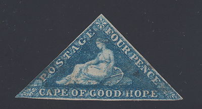 Cape of Good Hope Sc 13 used. 1863 4p dark blue Seated Hope