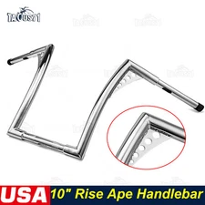 Chrome 10" Rise Handlebar Ape Hangers For Harley Sportster XL 883 1200 FLST FXST